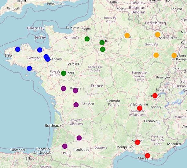 Carte du championnat interclubs 2025-2026